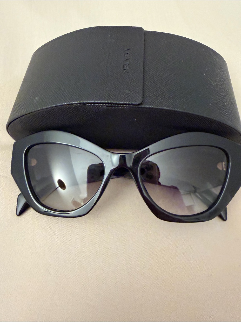 Prada Black Oversized Cat-Eye Sunglasses